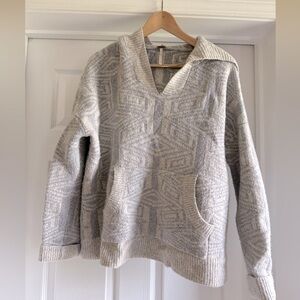 Free People Cozy Gray Patterned Sweater